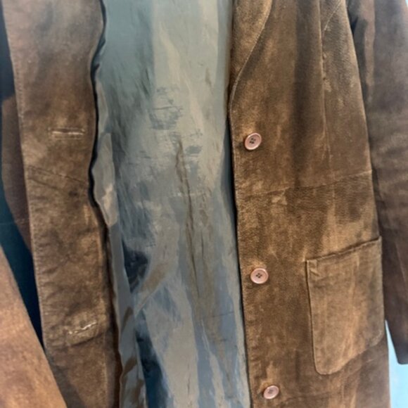 Long Brown Suede Jacket Coat - Picture 8 of 10